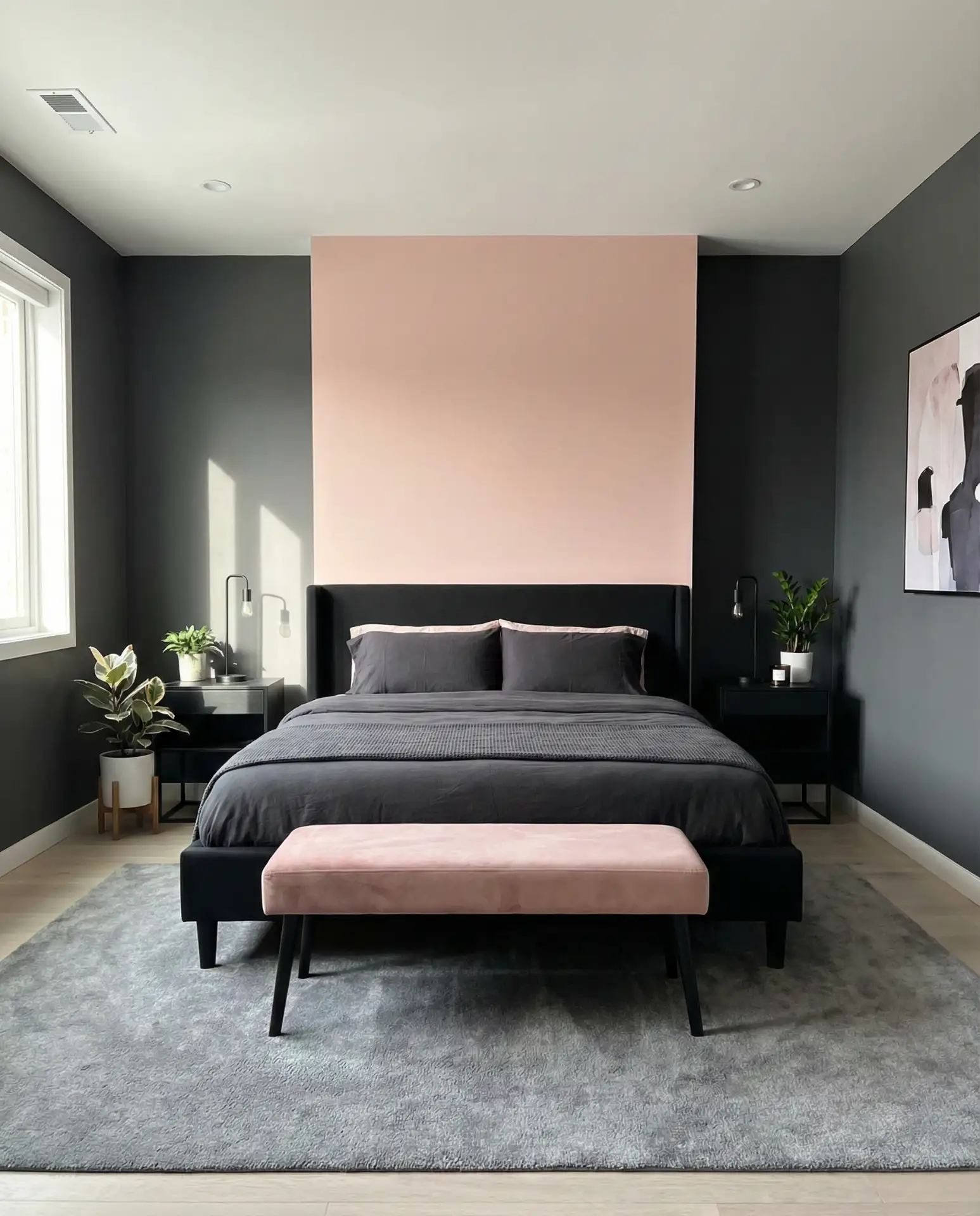 Pink Black and Gray Bedroom with Edgy Sophistication 1