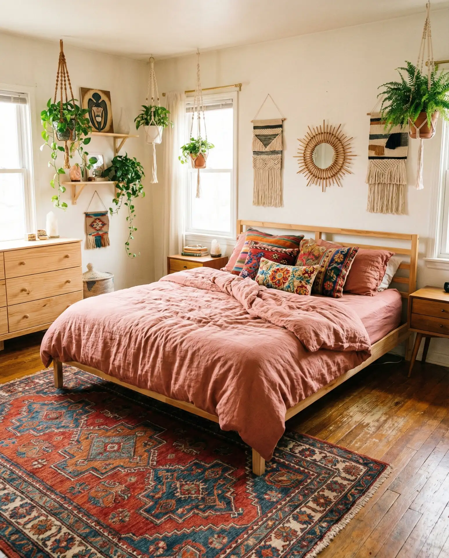 Pink Boho Bedroom with Texture 1