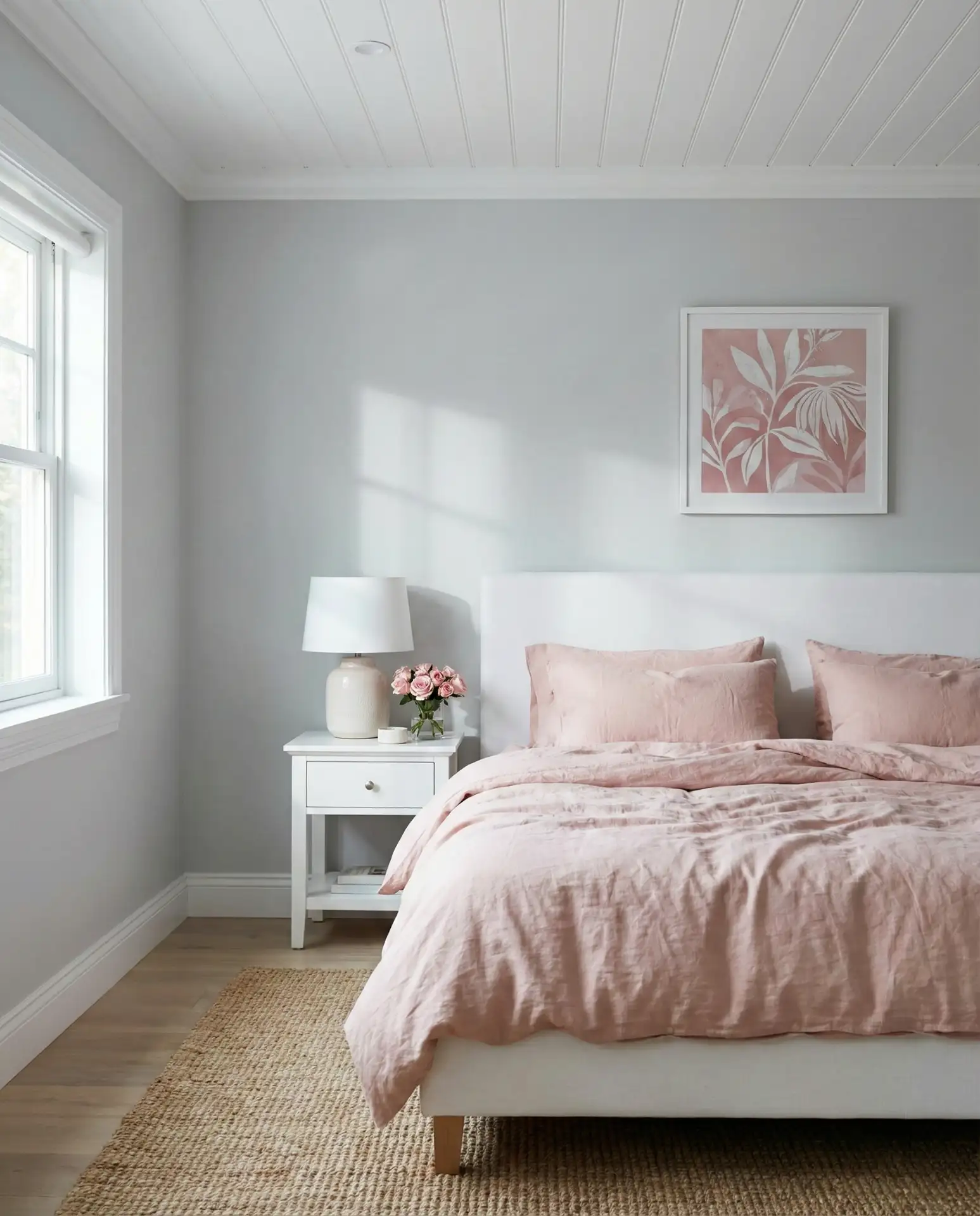 Pink White and Gray Bedroom with Triple Harmony 1