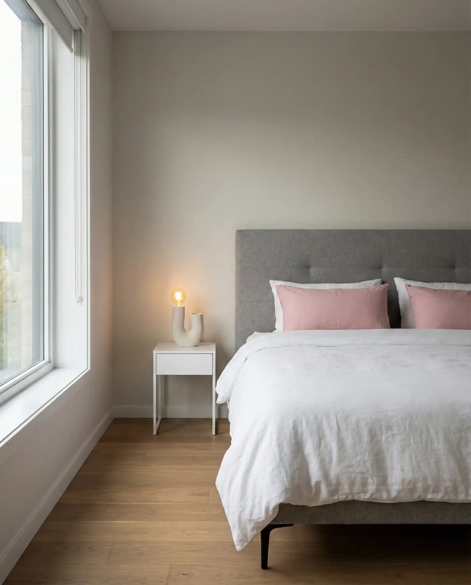 Pink and Gray Contemporary Bedroom 1