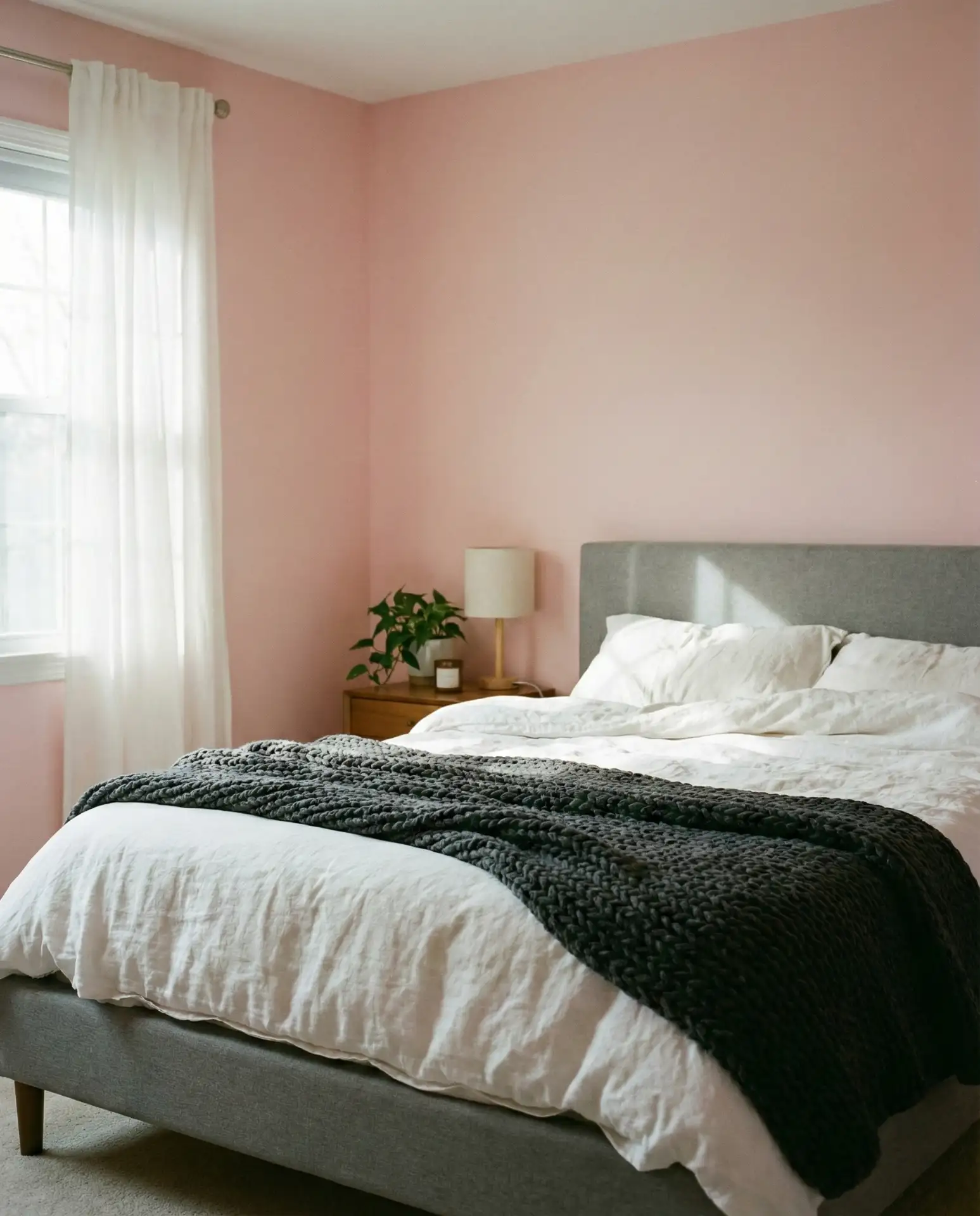 Pink and Gray Contemporary Bedroom 2