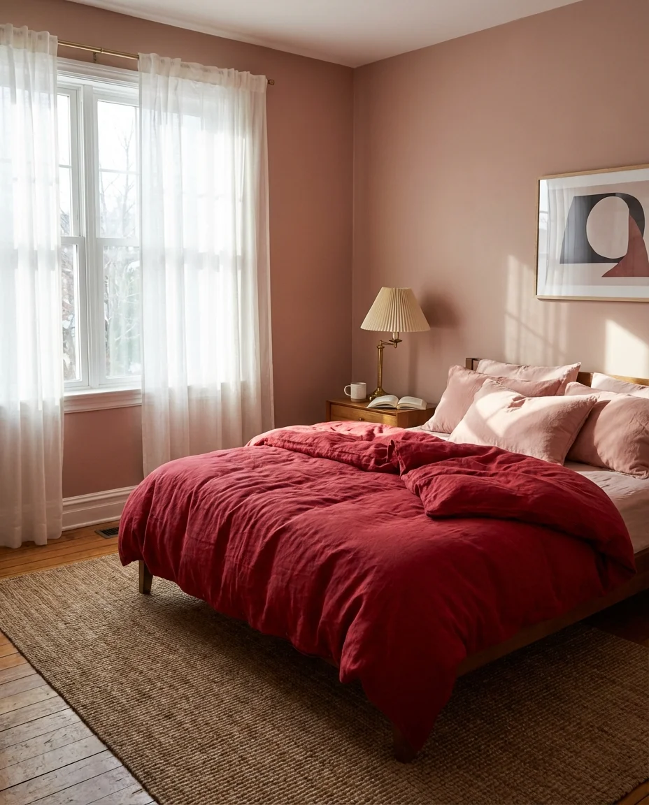 Pink and Red Bedroom with Romantic Softness 1