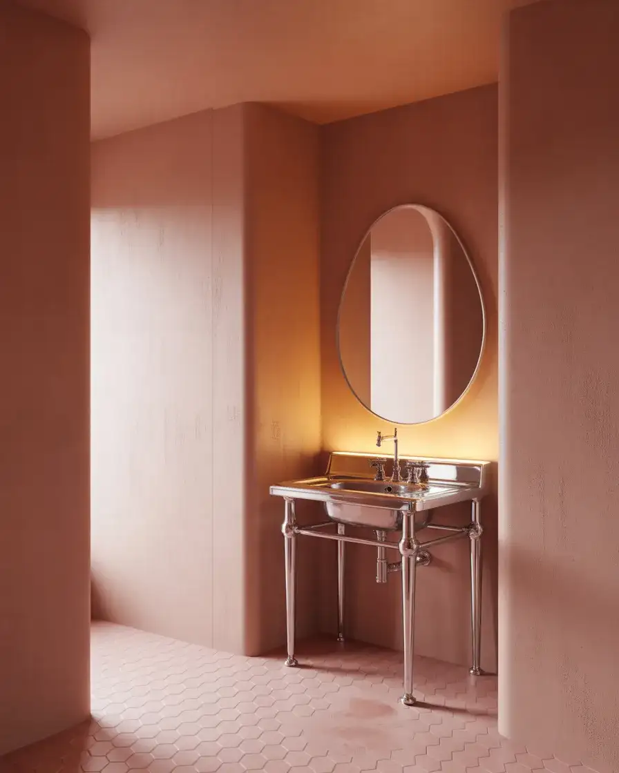 Playful Pink Powder Room with Retro Vibes 1