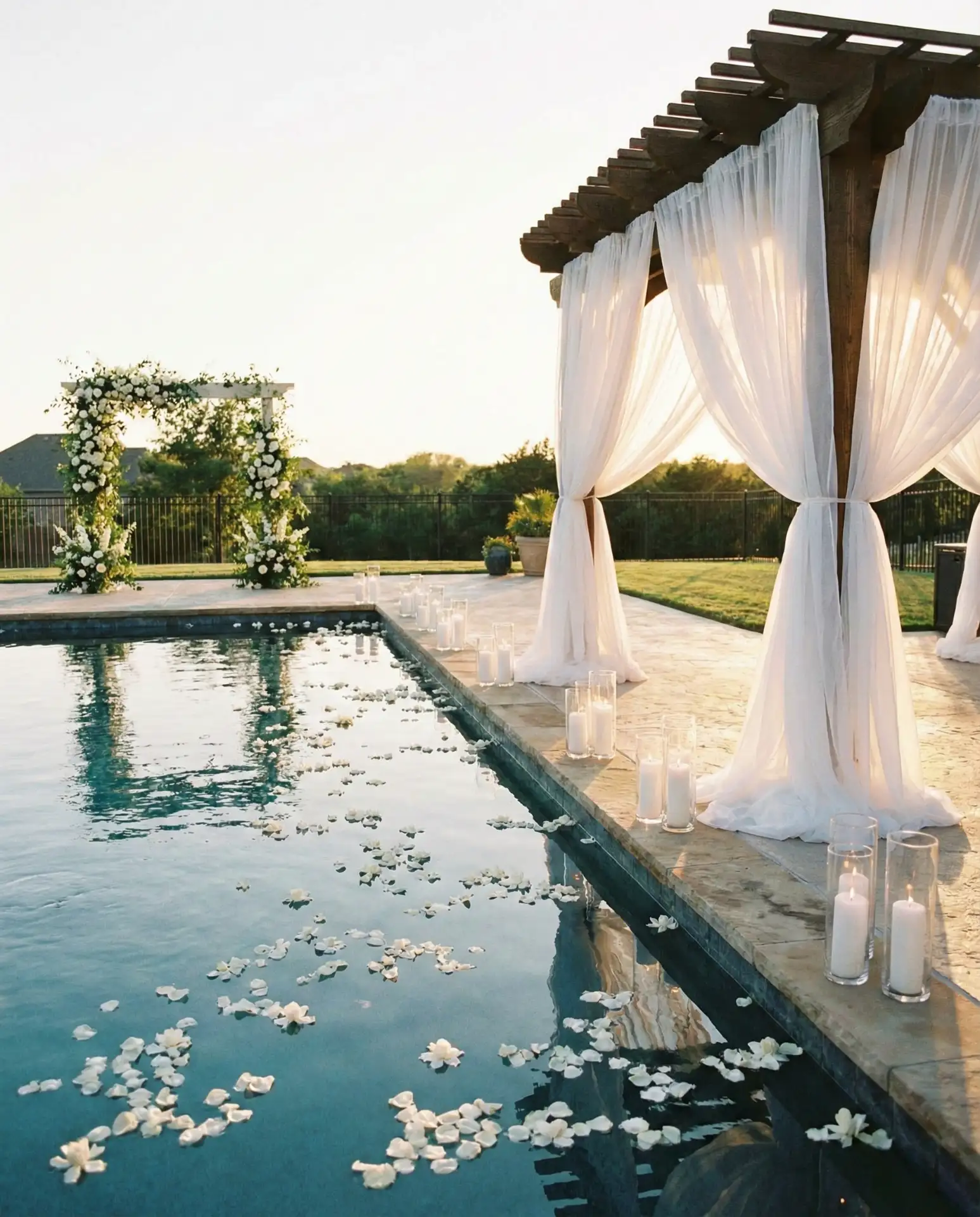 Pool Transformed for Wedding Ceremony 1