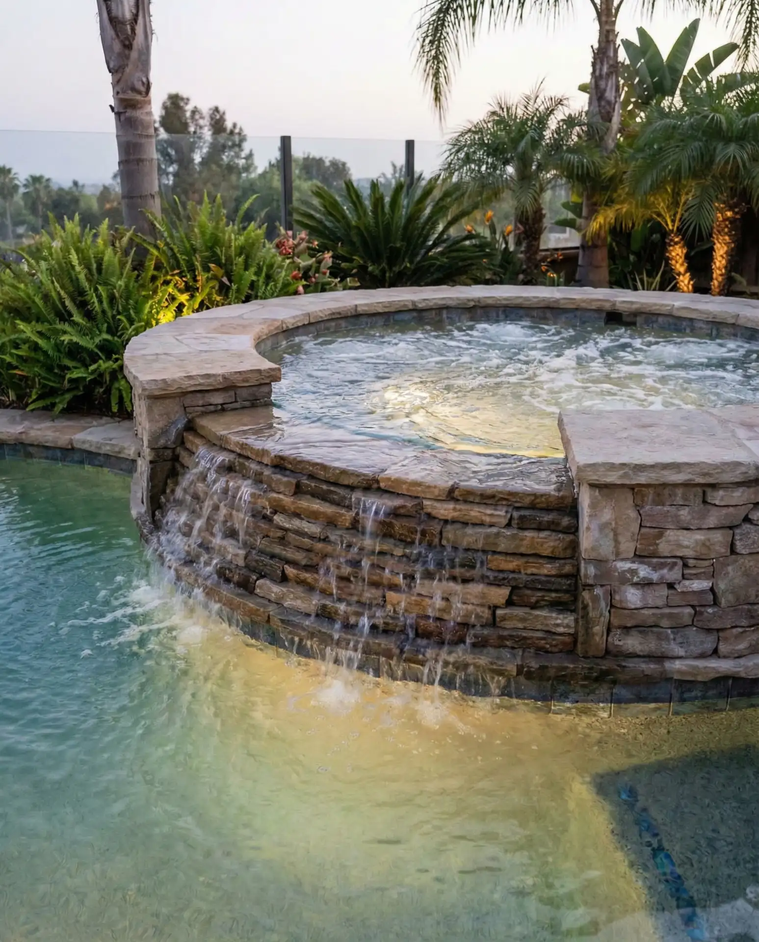 Pool with Built-In Spa and Waterfall 2