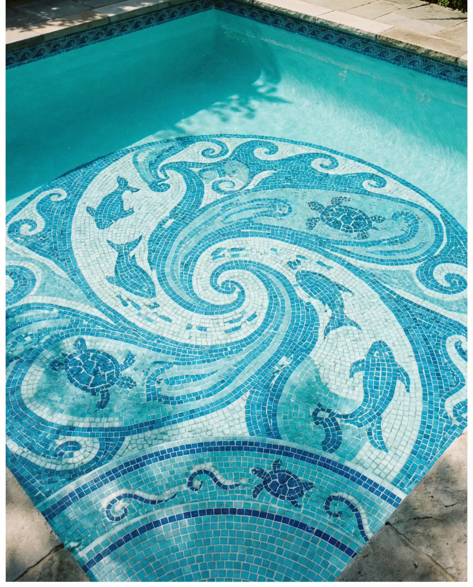 Pool with Custom Mosaic Tile Art 2