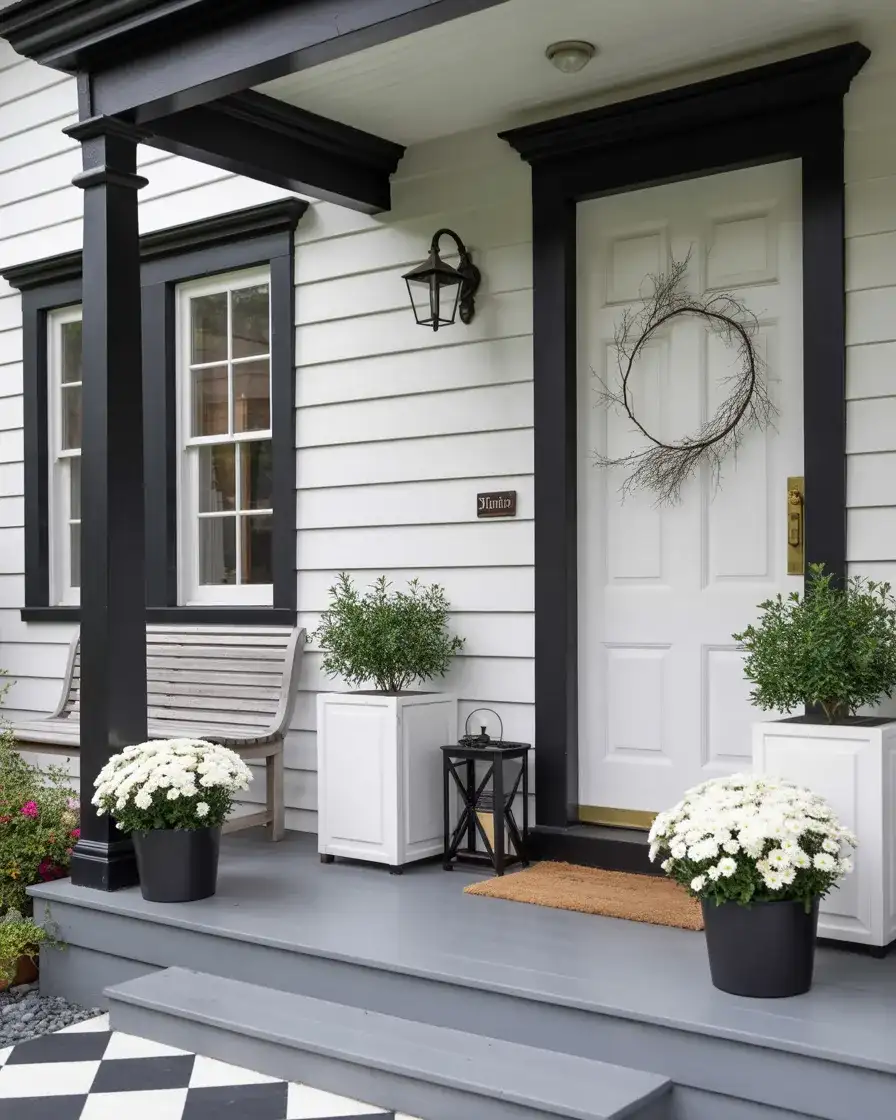 Porch Decorated for All Seasons With a Neutral Base 1