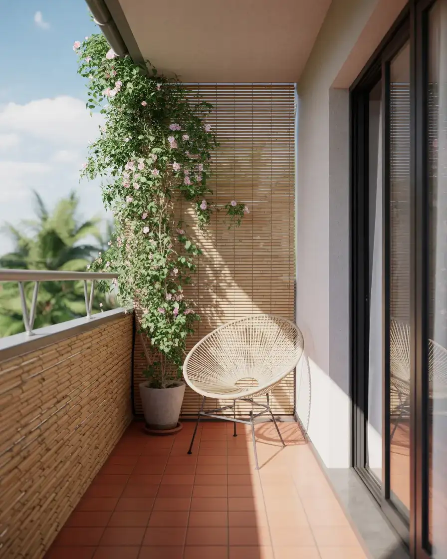 Privacy Screen with Bamboo Panels 1