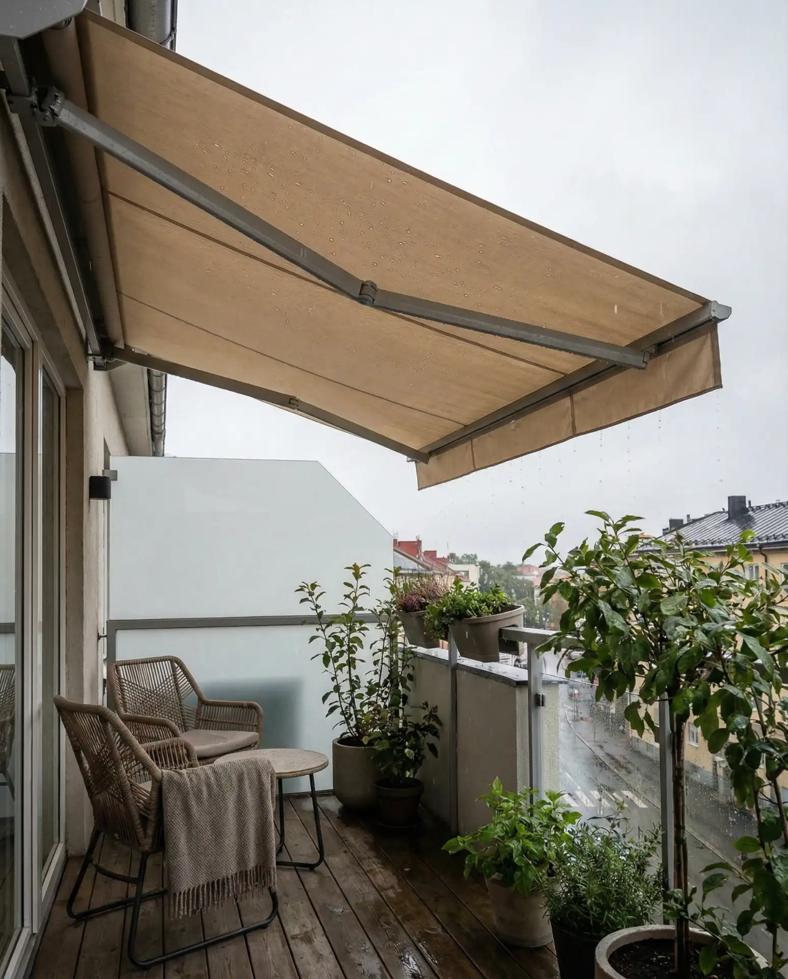 Rain-Proof Canopy with Retractable Awning 2