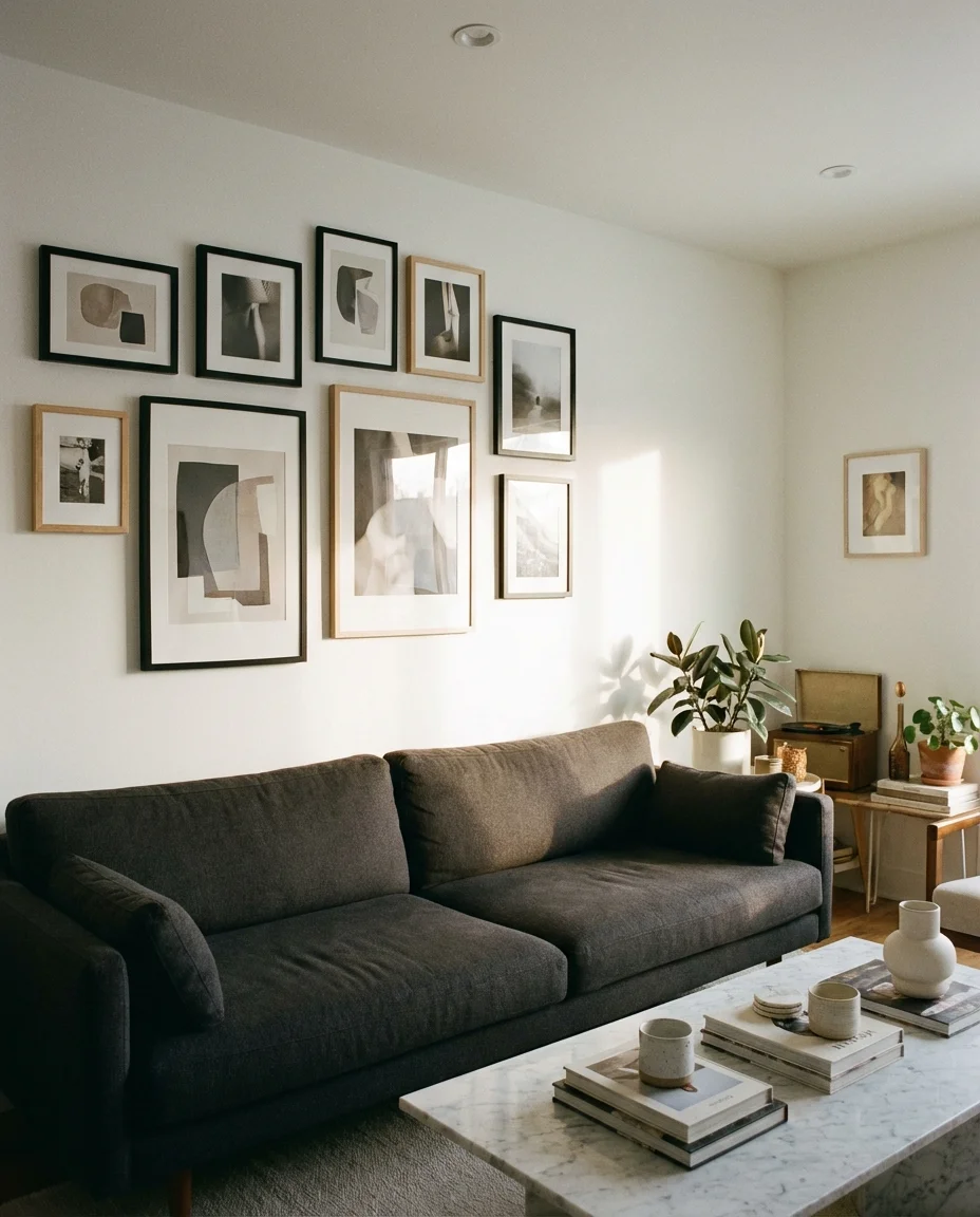 Realistic Modern Living Room With Picture Codes and Art 1