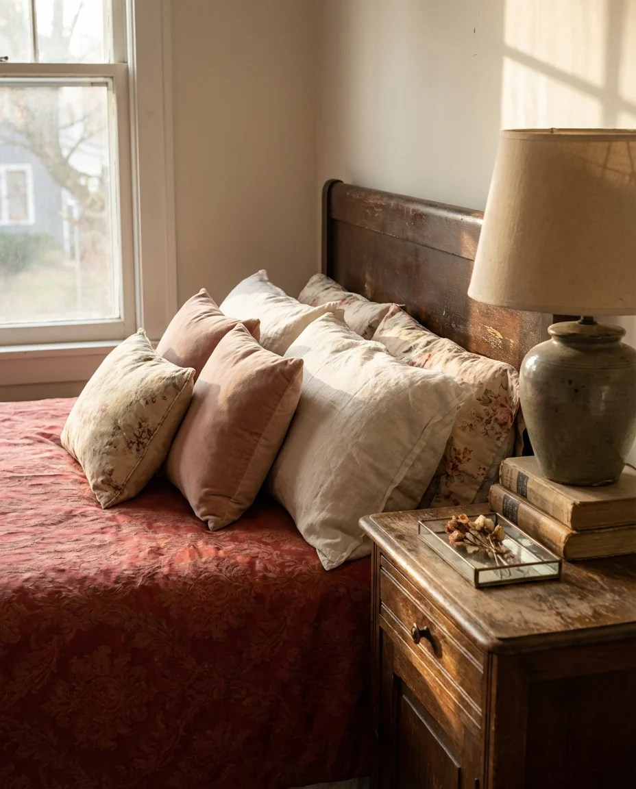 Red Bedroom Inspo with Vintage Finds 2