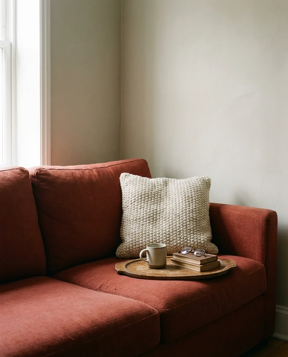 Red Sofa as a Bold Focal Point 2