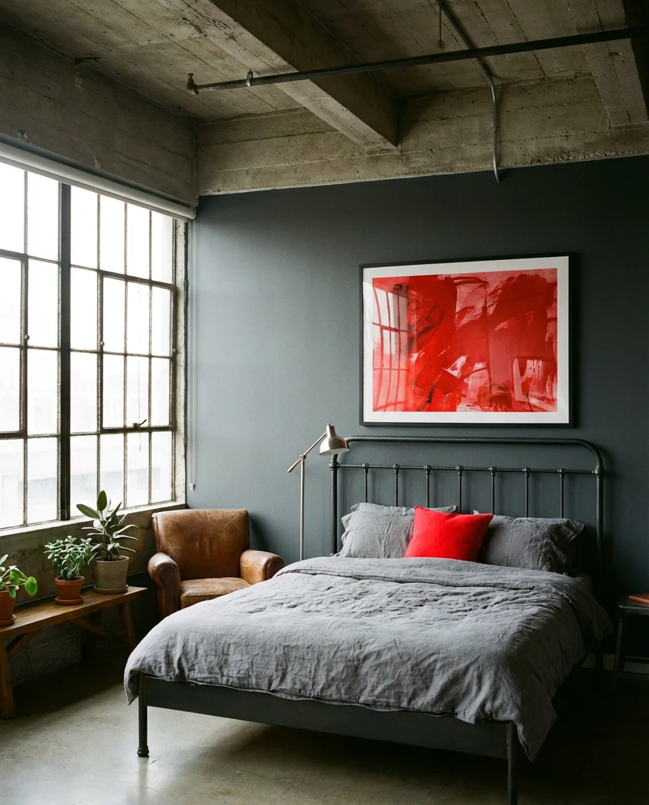 Red and Grey Bedroom with Urban Edge 1