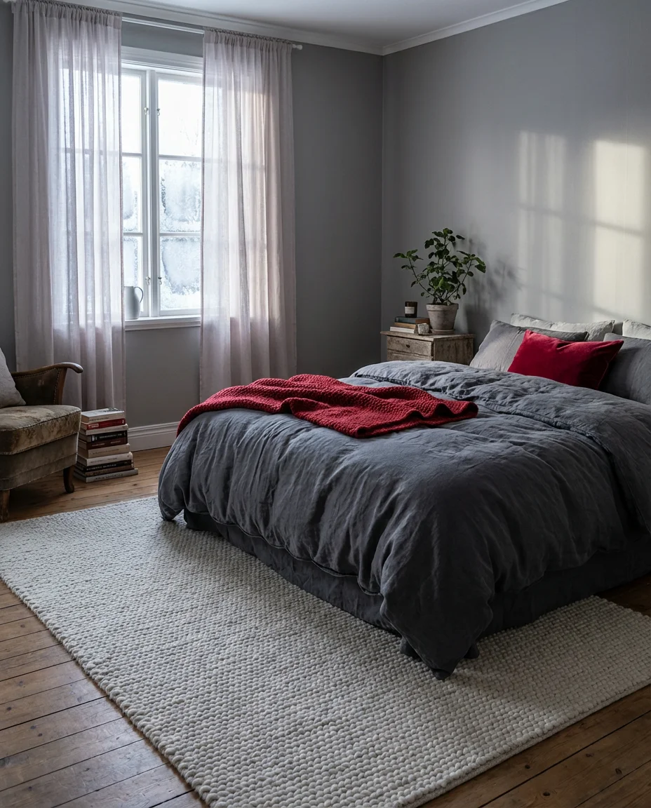Red and Grey with Cozy Winter Bedroom Energy 2