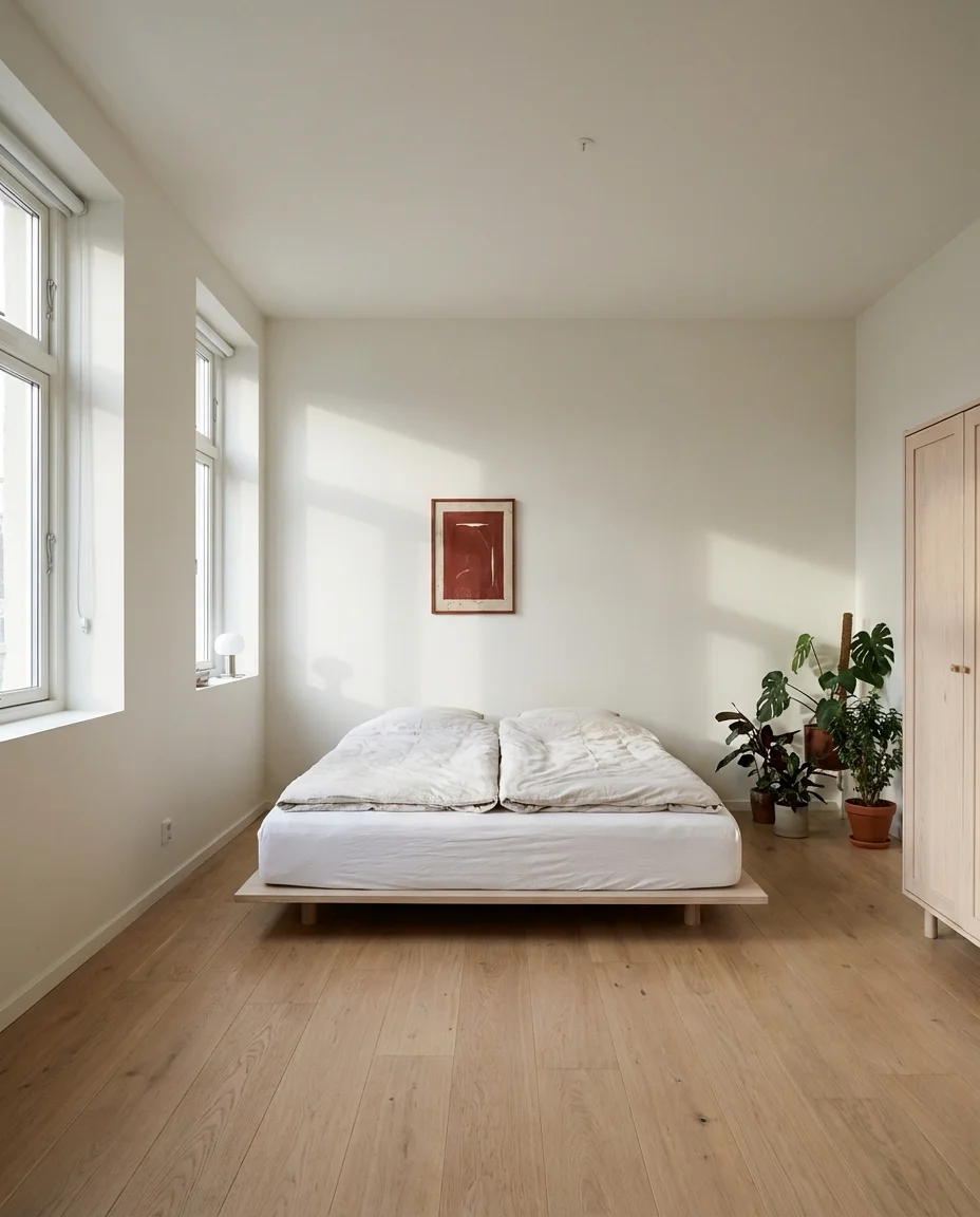Red and White Minimalist Bedroom 2
