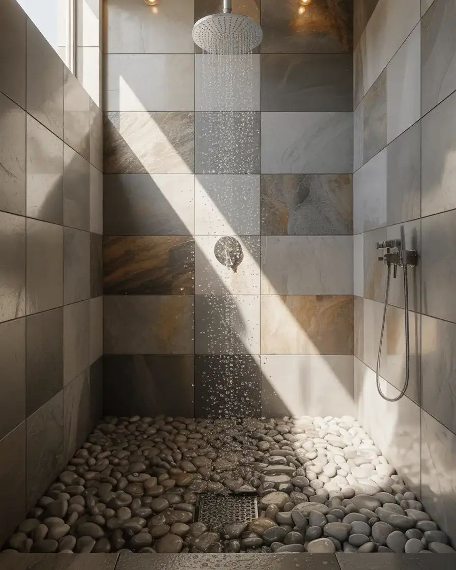 Rock Tile Shower Floor 1