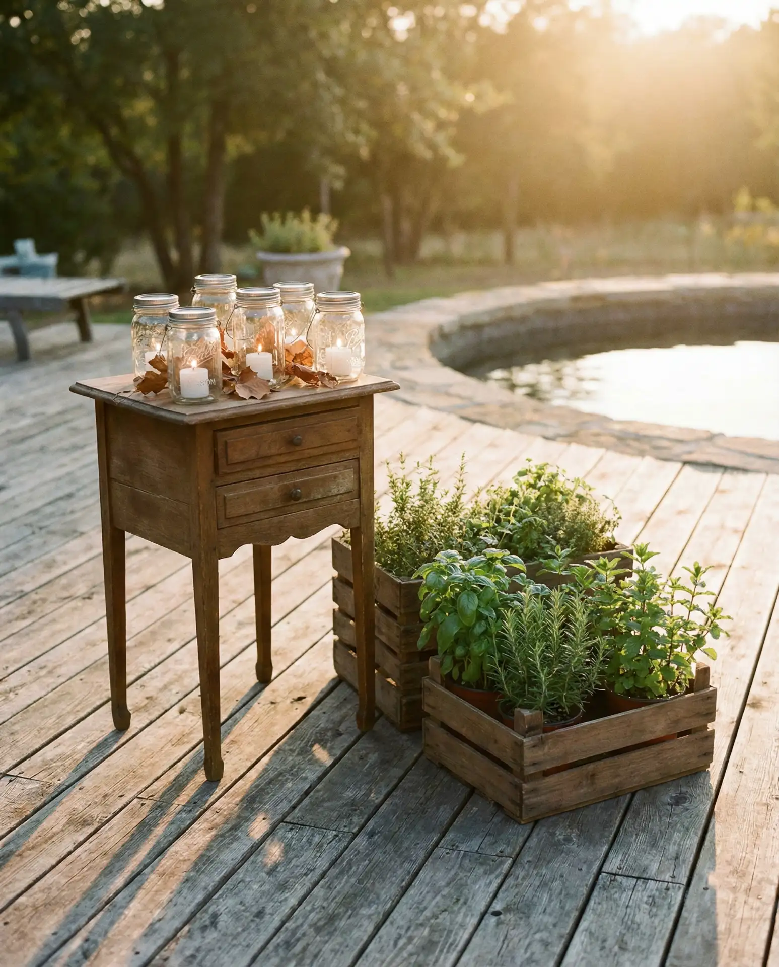 Rustic Farmhouse Pool with Reclaimed Wood Deck 1