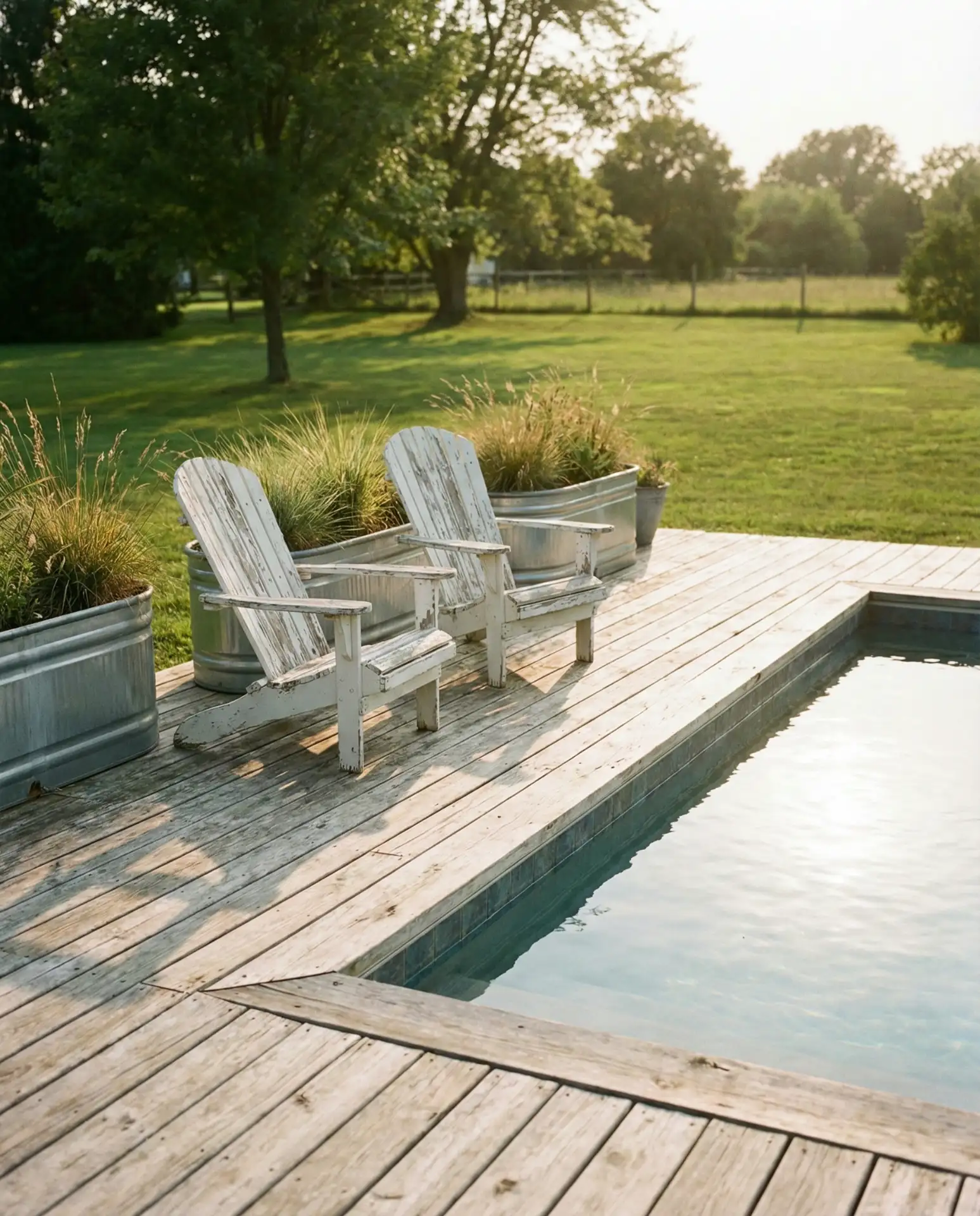 Rustic Farmhouse Pool with Reclaimed Wood Deck 2