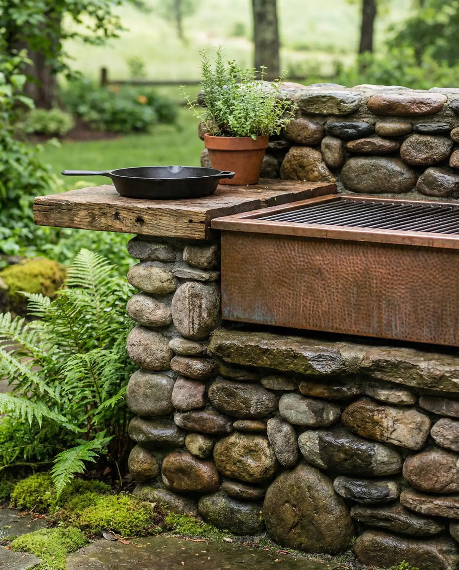 Rustic Grill Station with Natural Stone 1