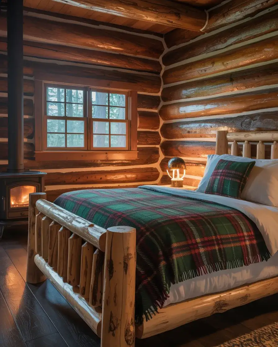 Rustic Log Cabin Farmhouse Bedroom 1