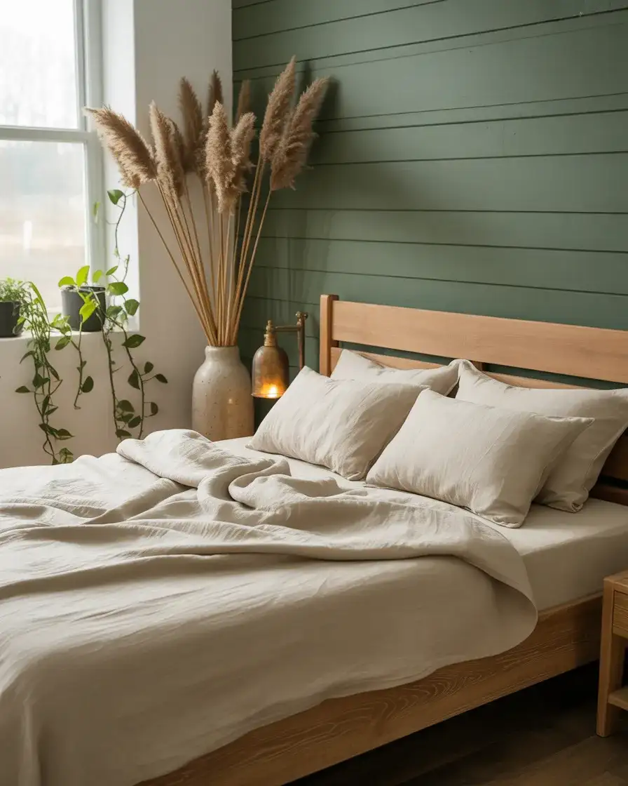 Sage Green Farmhouse Bedroom with Botanical Touches 2