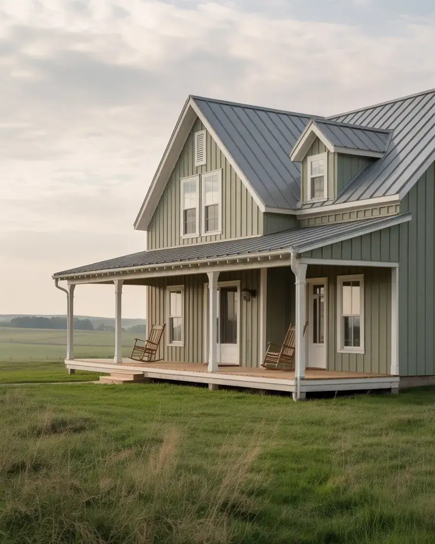 Sage Green Farmhouse Exterior 1