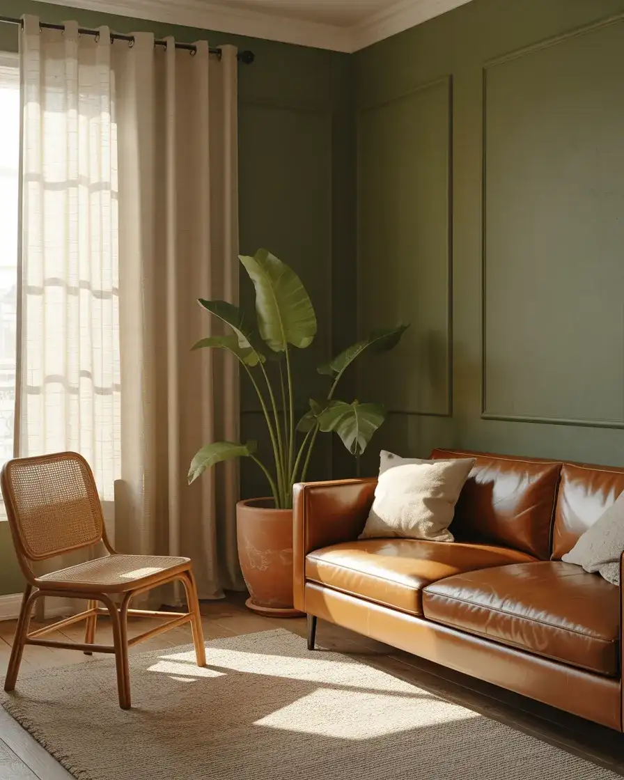 Sage Green and Brown Earthy Living Room 2