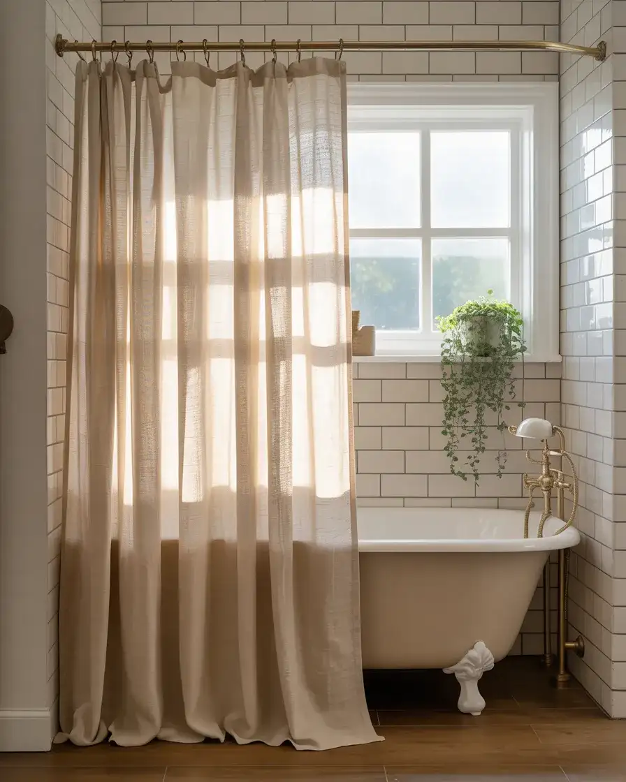 Shower Curtain in Linen or Textured Fabric 1