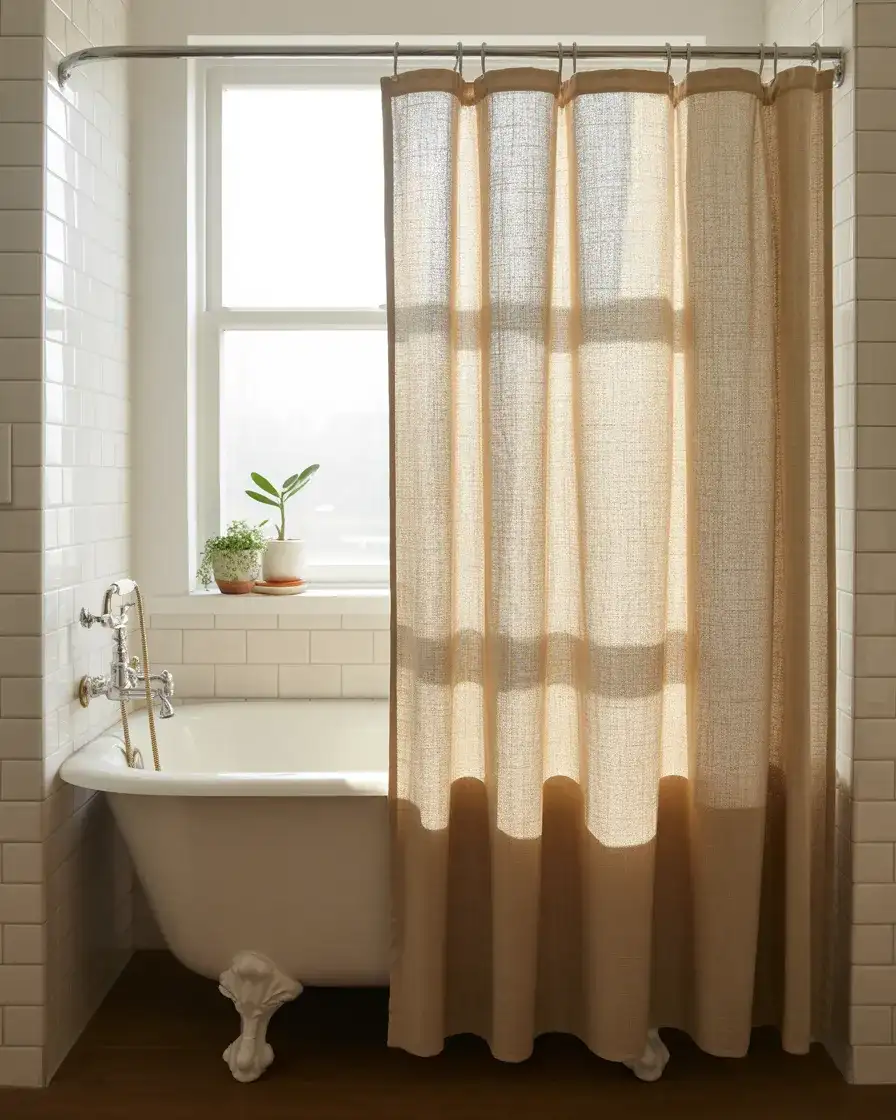 Shower Curtain in Linen or Textured Fabric 2