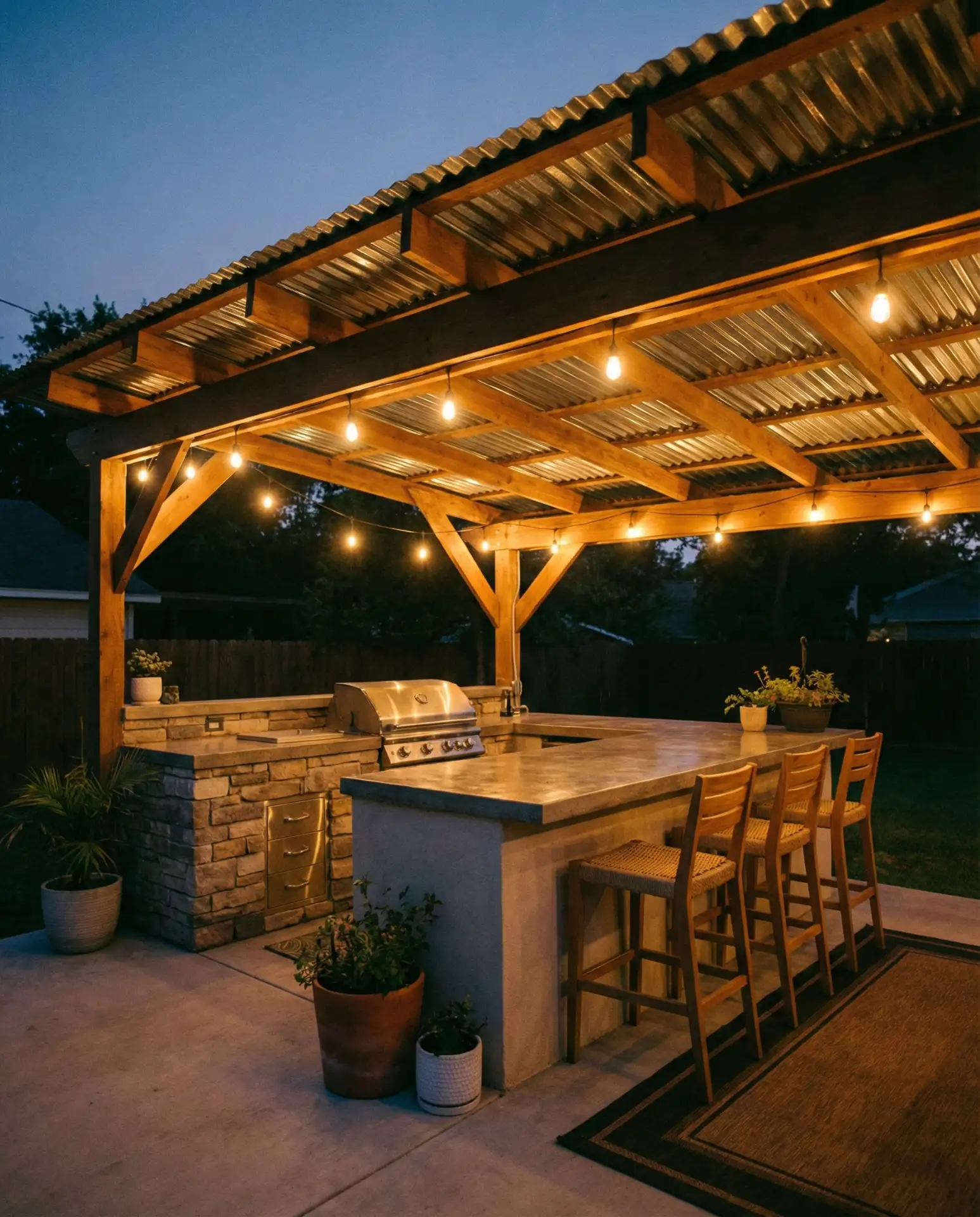 Simple Covered Patio Kitchen 2