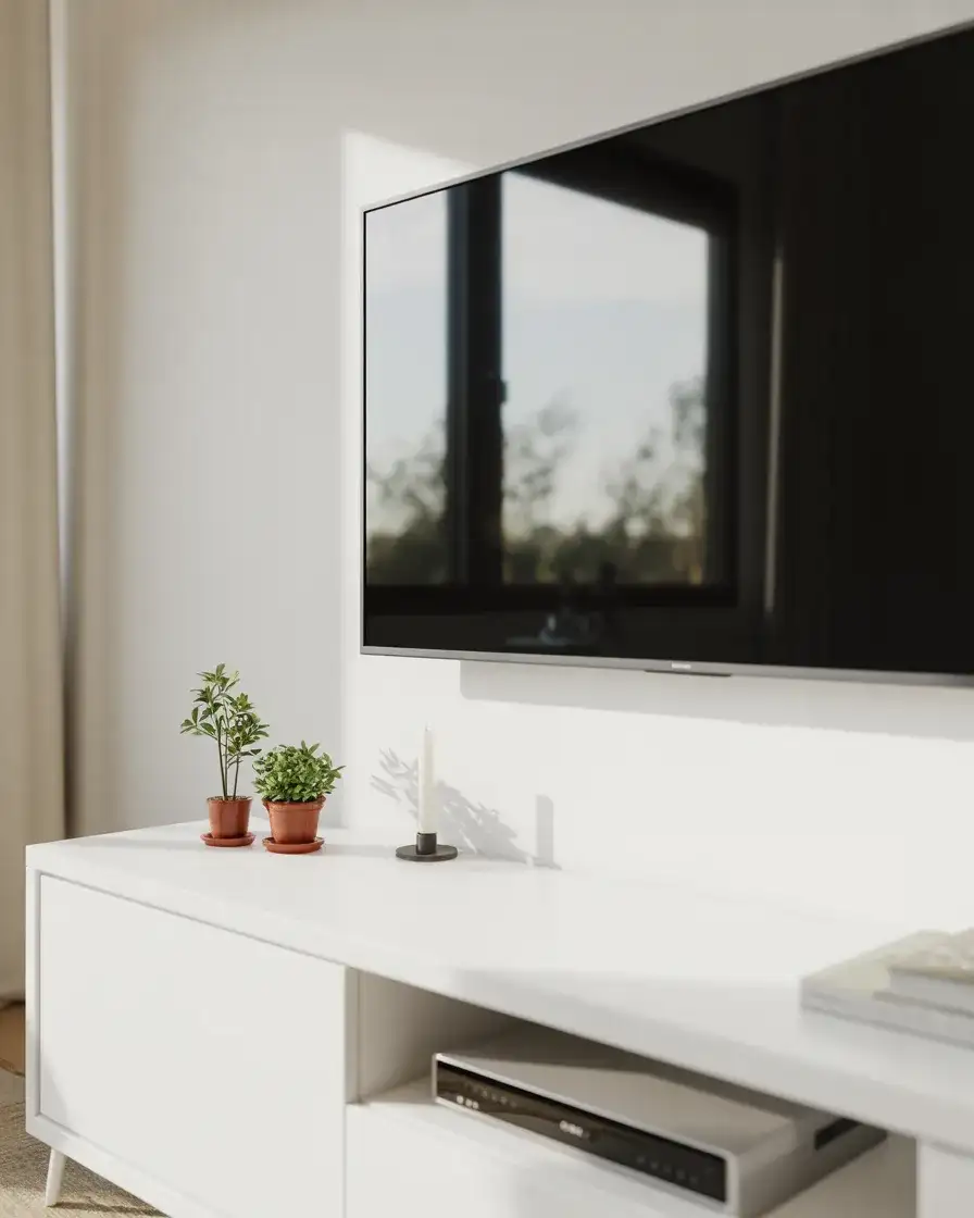 Simple White Console with Minimal Greenery for Clean, Calming Vibes 2