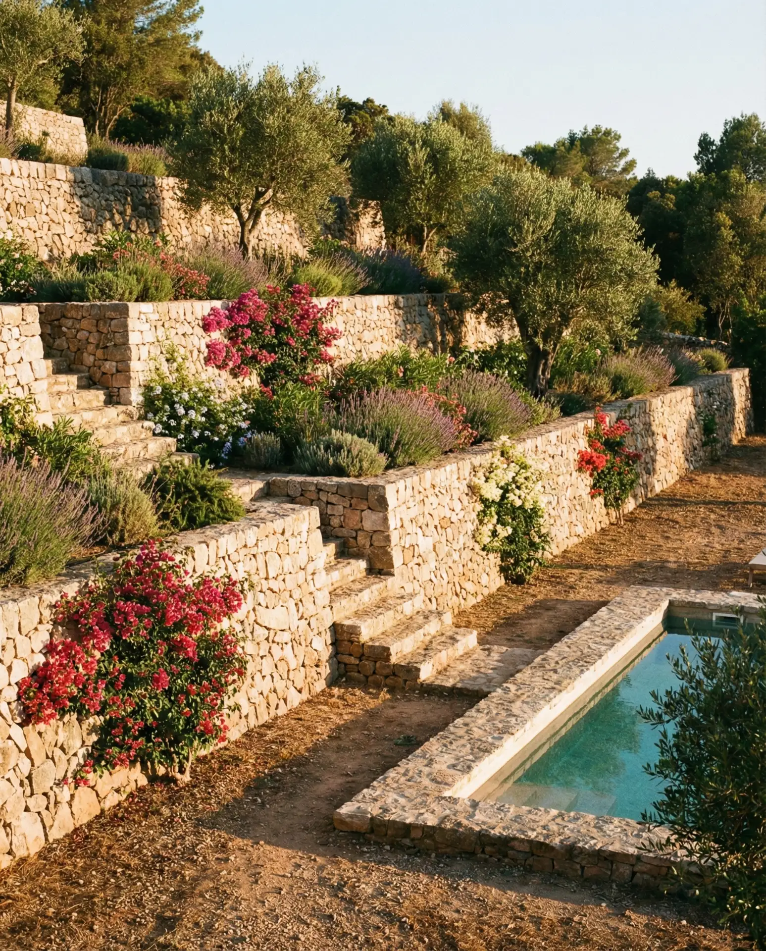 Sloped Yard Pool with Terraced Landscaping 1