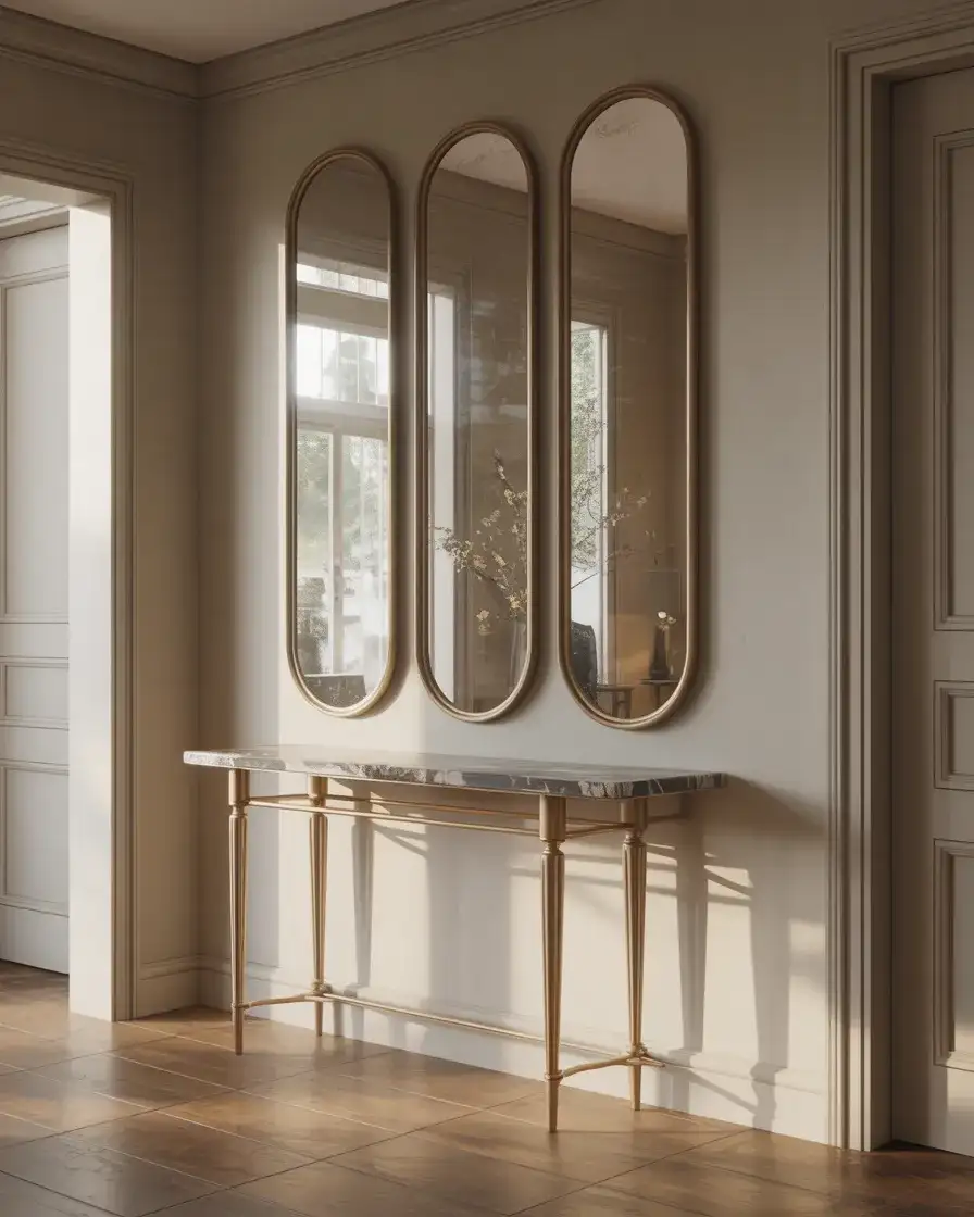 Statement Console Table with Mirror Triptych 1