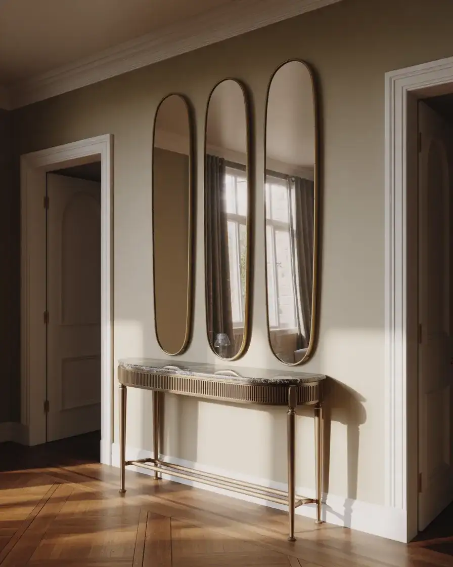 Statement Console Table with Mirror Triptych 2