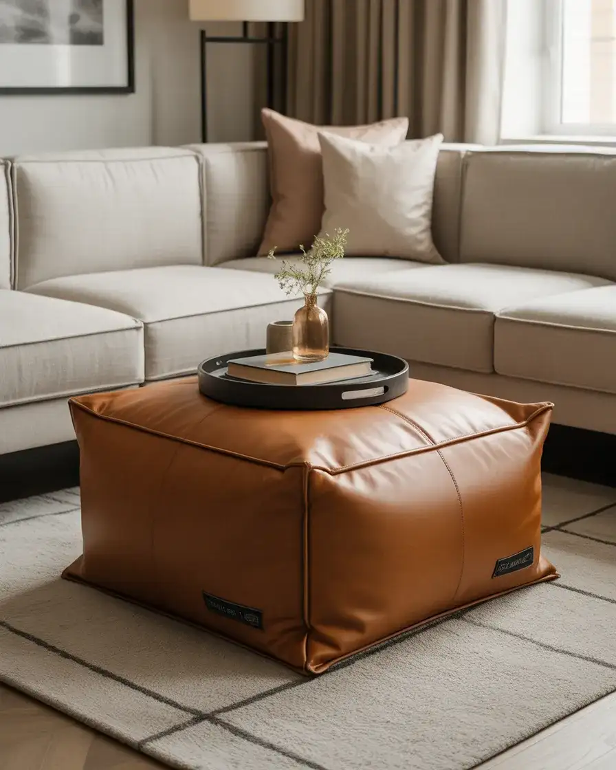 Structured Modern Bean Bag as a Coffee Table Alternative 2
