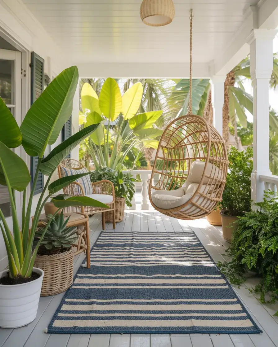 Summer Porch With Tropical Greenery 2