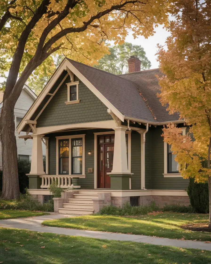 Trending Olive Green with a Brown Roof 1