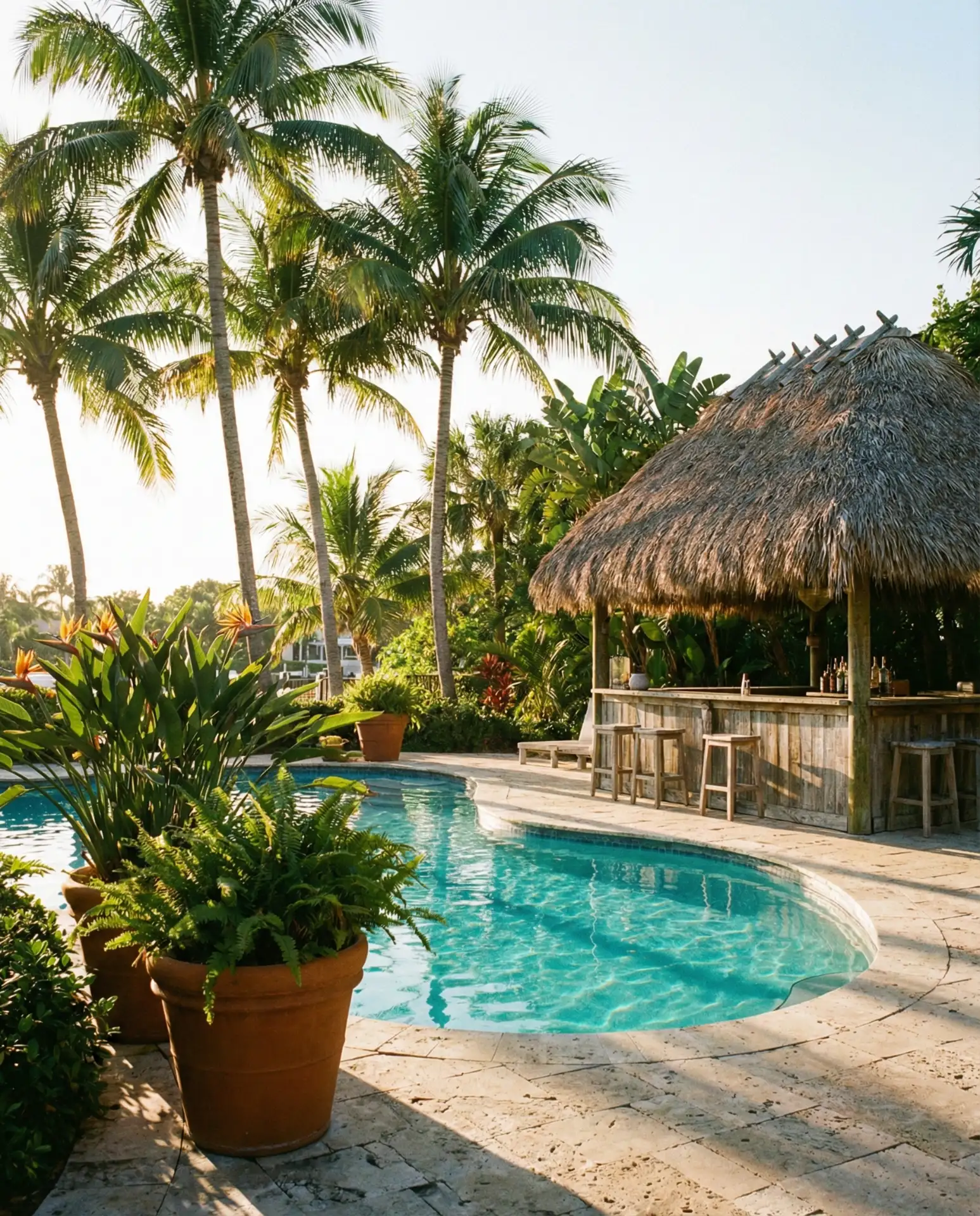 Tropical Oasis with Palm Trees and Tiki Bar 1