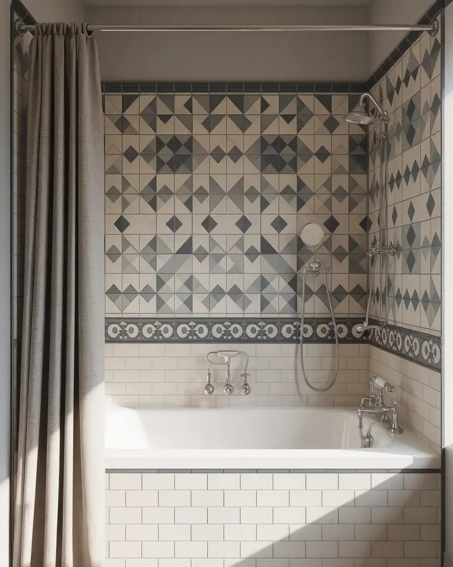 Tub and Shower Combo With Statement Tile 1
