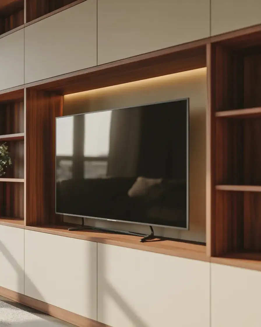 Under-TV Console Built-In for a Custom, Architectural Look 1