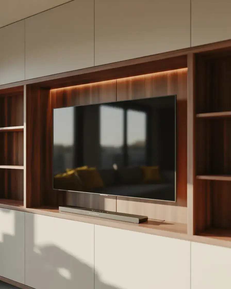 Under-TV Console Built-In for a Custom, Architectural Look 2