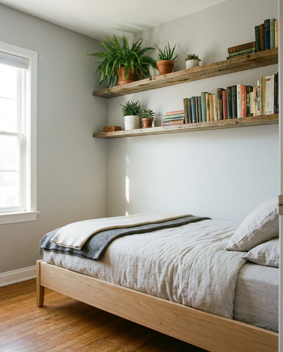 Vertical Shelving Above the Headboard 1