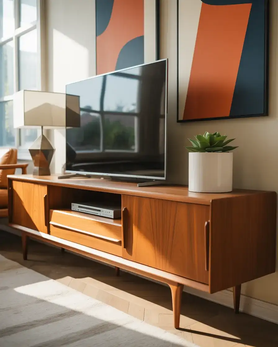 Vintage Console with Mid-Century Modern Styling 1