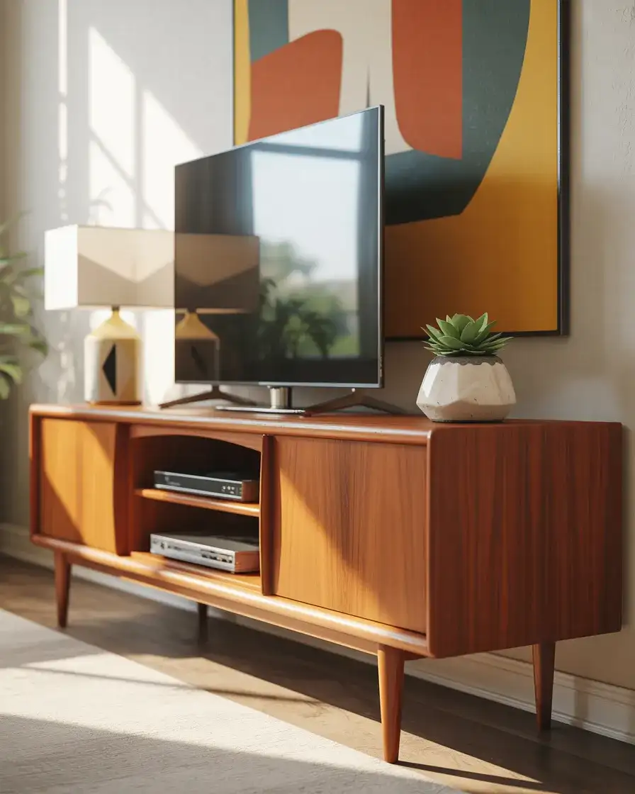 Vintage Console with Mid-Century Modern Styling 2