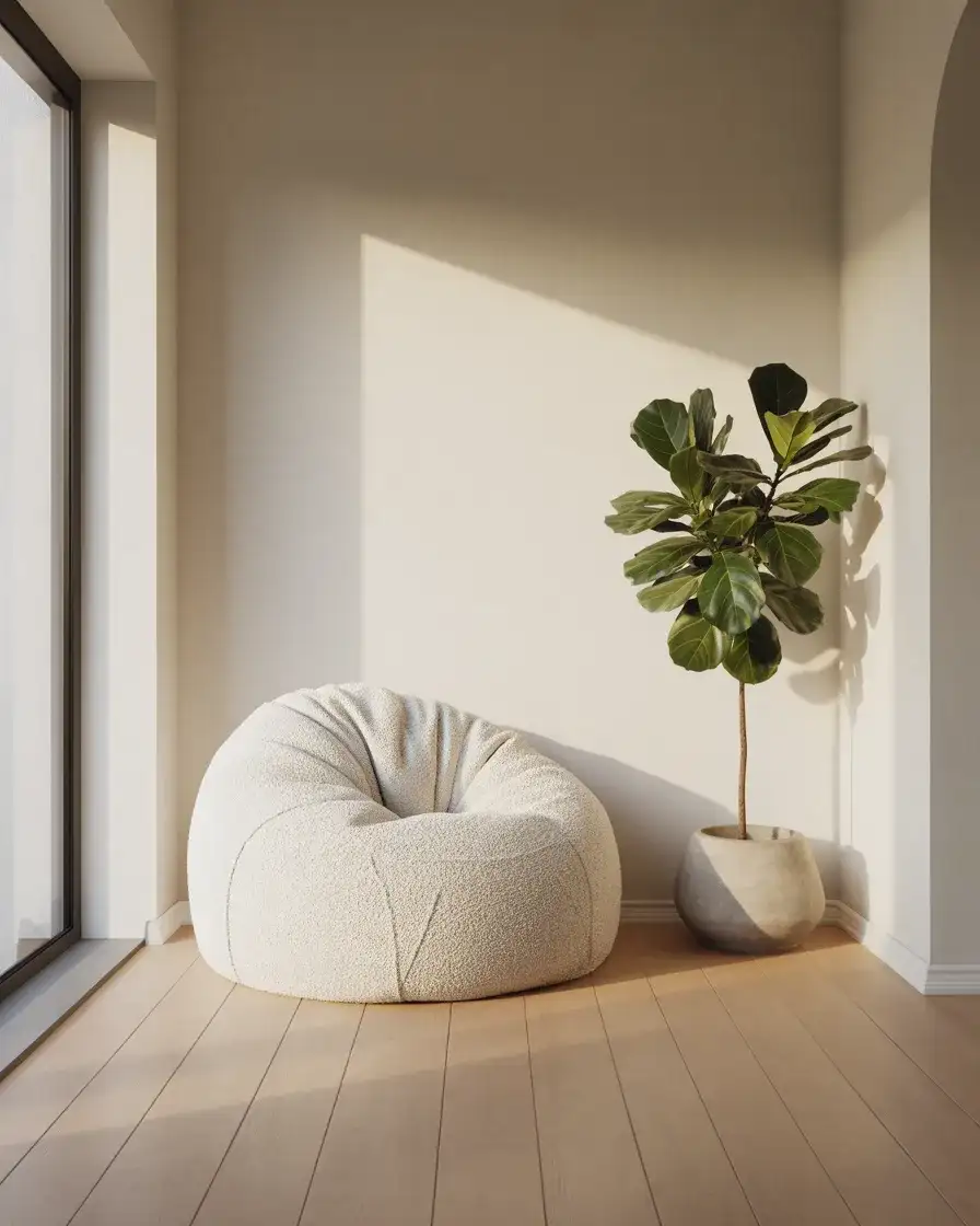 White Bean Bag Chair for a Minimalist Aesthetic 1