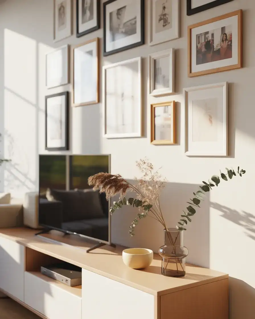White Console with Picture Frames and Gallery Wall Energy 1