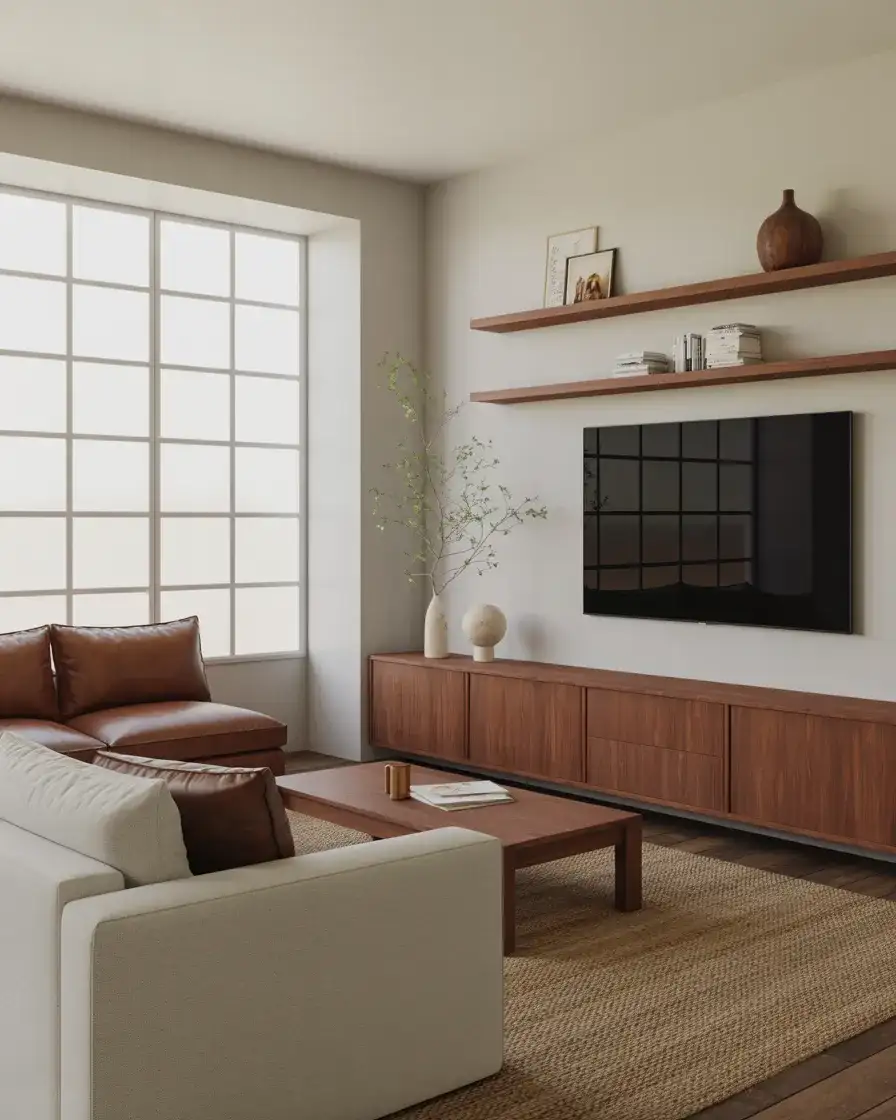 White and Brown Clean Contrast Living Room 1