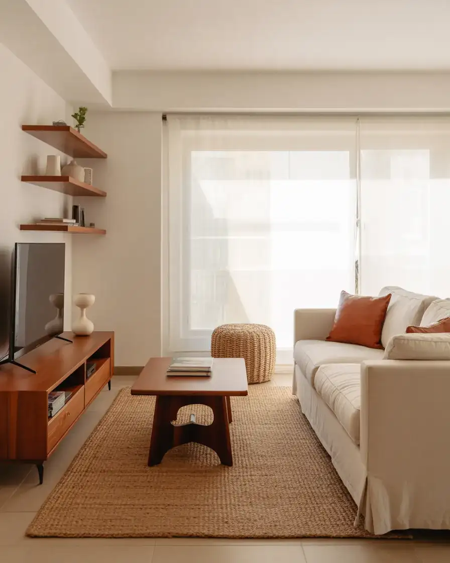 White and Brown Clean Contrast Living Room 2