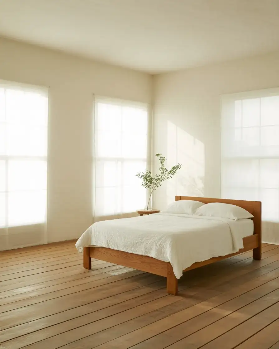 White and Wood Minimalist Farmhouse Bedroom 2