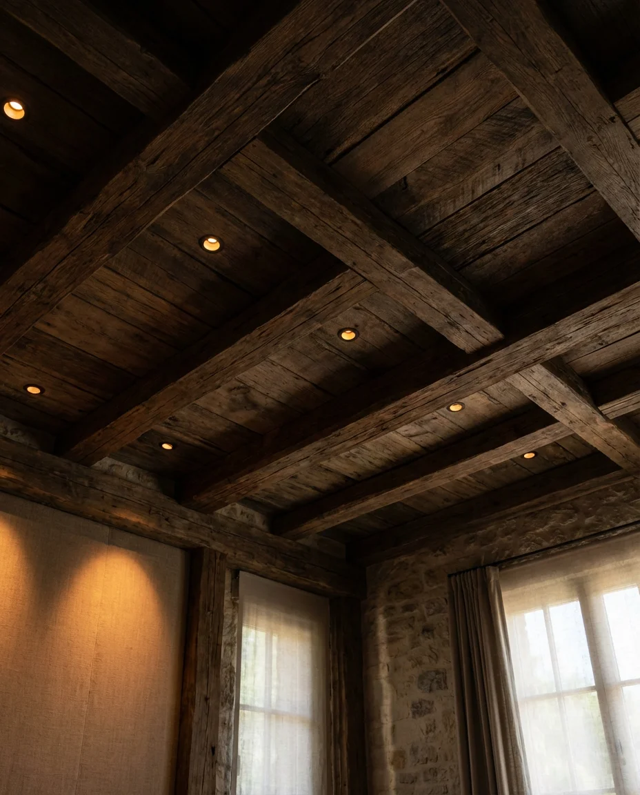 Wood Beam Ceiling with Recessed Warm Spots 2